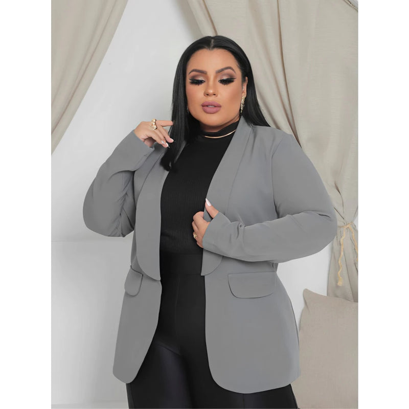 Blazer Feminino Plus Size Alfaiataria Casaco Manga Longa