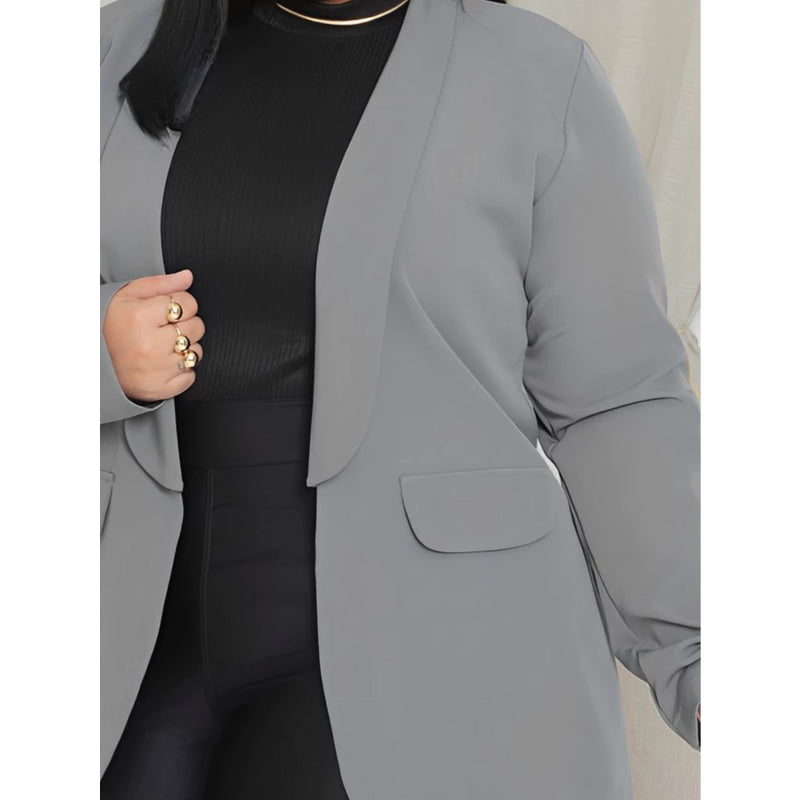 Blazer Feminino Plus Size Alfaiataria Casaco Manga Longa