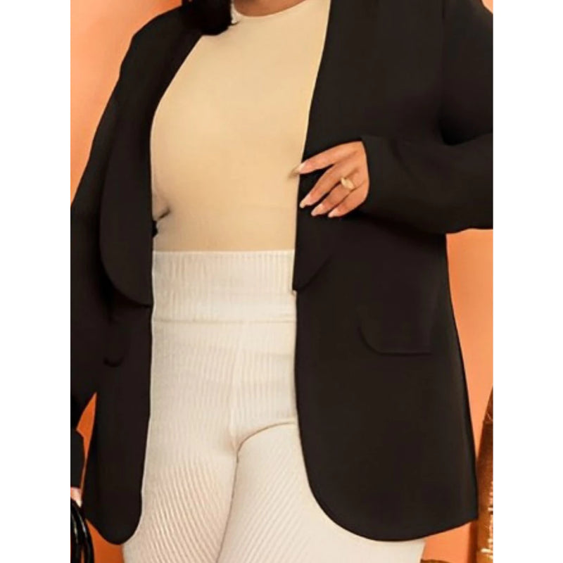 Blazer Feminino Plus Size Alfaiataria Casaco Manga Longa