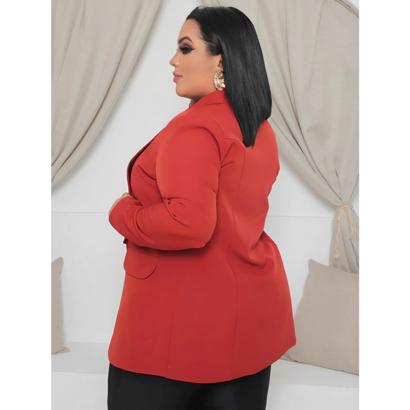 Blazer Feminino Plus Size Alfaiataria Casaco Manga Longa