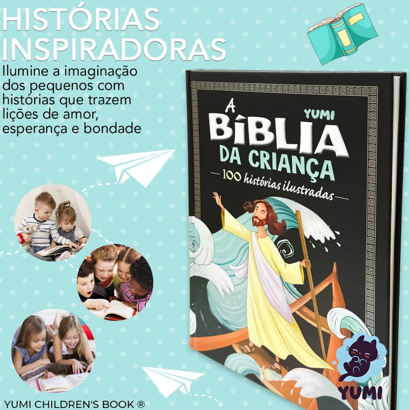 A Bíblia da Criança com 100 Histórias da Bíblia Ilustrada Edição Capa Dura e Grande