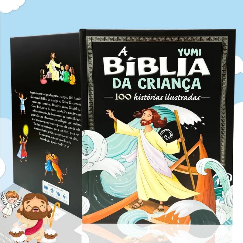 A Bíblia da Criança com 100 Histórias da Bíblia Ilustrada Edição Capa Dura e Grande